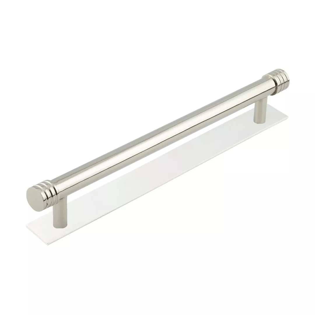Hoxton Polished Nickel Sturt 224mm Grooved End Cap Handle On Plain Backplate | HOX460-5060PN 3 Hoxton Polished Nickel Sturt 224mm Grooved End Cap Handle On Plain Backplate | HOX460-5060PN