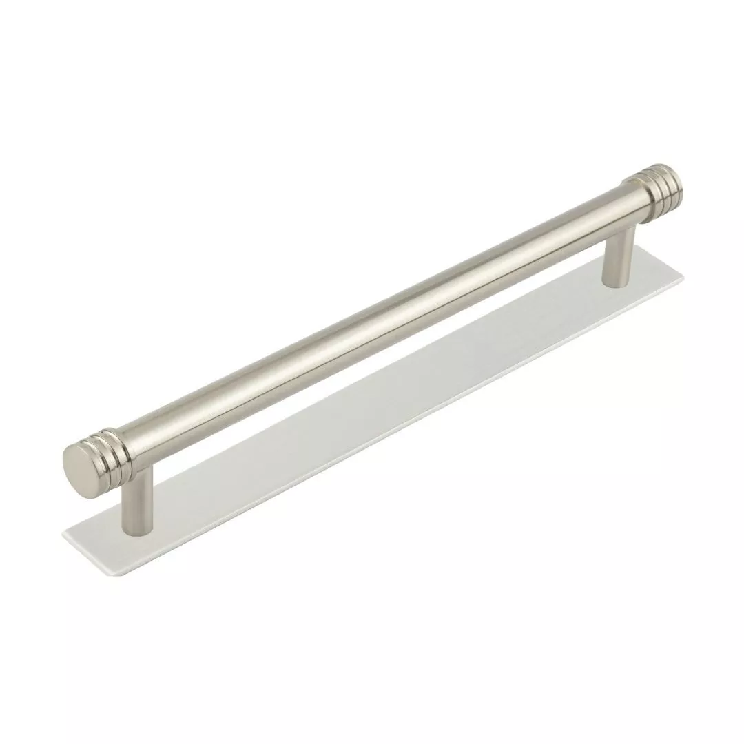 Hoxton Satin Nickel Sturt 224mm Grooved End Cap Handle On Plain Backplate | HOX460-5060SN 3 Hoxton Satin Nickel Sturt 224mm Grooved End Cap Handle On Plain Backplate | HOX460-5060SN