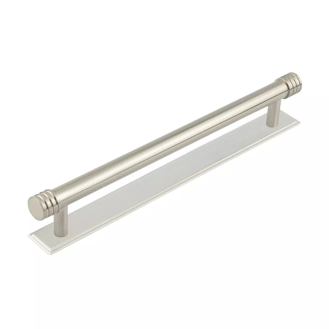 Hoxton Satin Nickel Sturt 224mm Grooved End Cap Handle On Stepped Backplate | HOX460-6060SN 3 Hoxton Satin Nickel Sturt 224mm Grooved End Cap Handle On Stepped Backplate | HOX460-6060SN