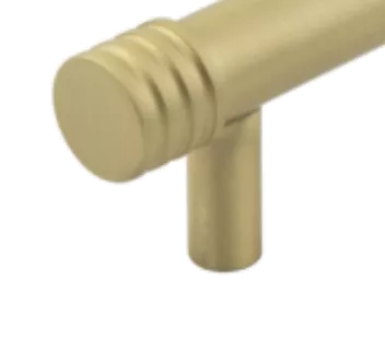 Hoxton Satin Brass Sturt 96mm Grooved End Cap Handle On Stepped Backplate | HOX450-6050SB 5 Hoxton Satin Brass Sturt 96mm Grooved End Cap Handle On Stepped Backplate | HOX450-6050SB - Image 3