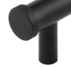 Hoxton Matt Black Thaxted 224mm Line End Cap Handle On Stepped Backplate | HOX260-6060MB -Ironmongery Experts Shop hox thaxted mb end 3.png.mst