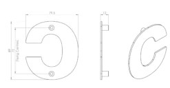Grade 316 Satin Stainless Steel Letter A B C | LET1090SSS -Ironmongery Experts Shop let1090c tech 1.png.mst