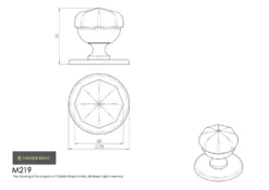 64mm Dia. PVD Brass Octagonal Centre Door Knob -Ironmongery Experts Shop m219 tech 1.png.mst