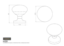 70mm Dia. Polished Chrome Easy Centre Door Knob -Ironmongery Experts Shop m220 tech.png.mst