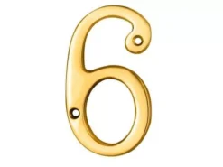 76mm PVD Stainless Brass Numeral No. 0 - 9 -Ironmongery Experts Shop n6 house number pb.jpg.mst