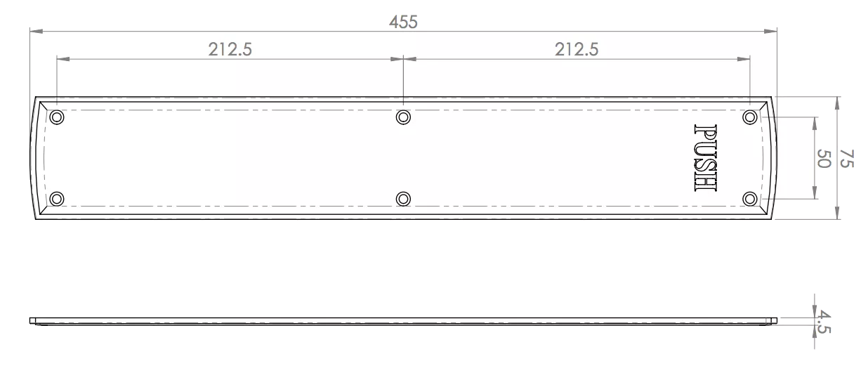 457x76mm Polished Brass Large Push Plate Engraved PUSH 4 457x76mm Polished Brass Large Push Plate Engraved PUSH - Image 2