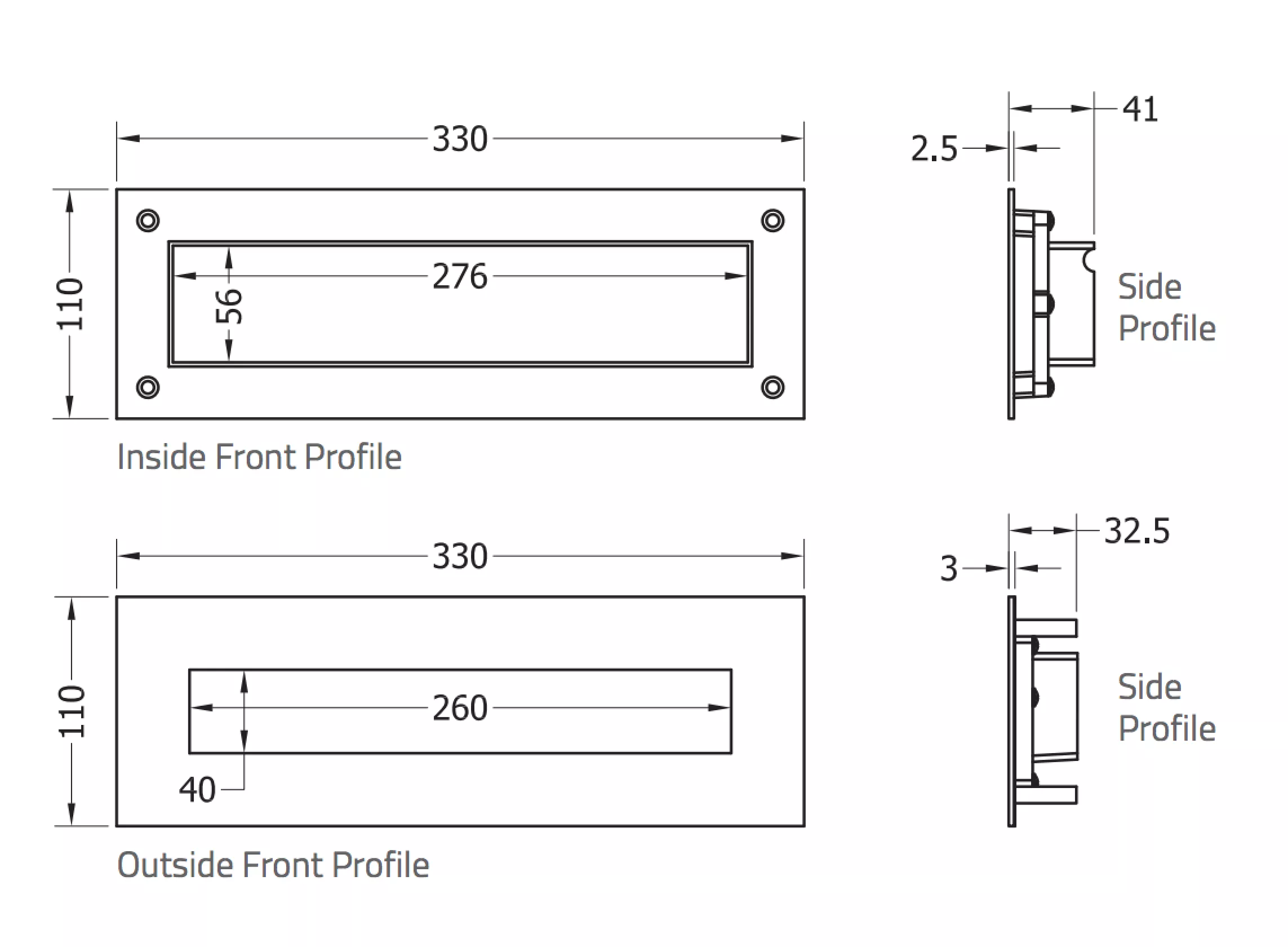 330 X 110mm PVD Brass Marine 316 Letter Plate Kit | LP400-PPB 5 330 X 110mm PVD Brass Marine 316 Letter Plate Kit | LP400-PPB - Image 3
