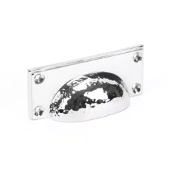 From The Anvil Polished Chrome Hammered Art Deco Cup Drawer Pull | 46038