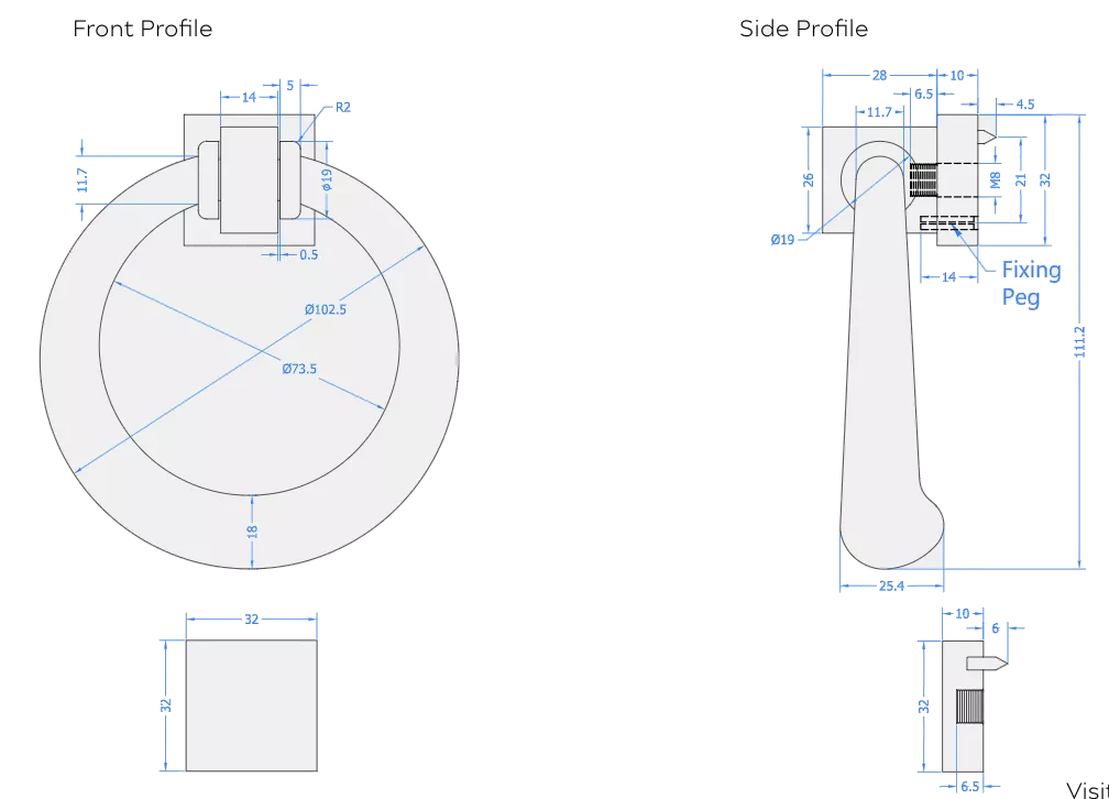 PVD Polished Brass BLU 316 Ring Door Knocker - DKB200PPB 5 PVD Polished Brass BLU 316 Ring Door Knocker - DKB200PPB - Image 3