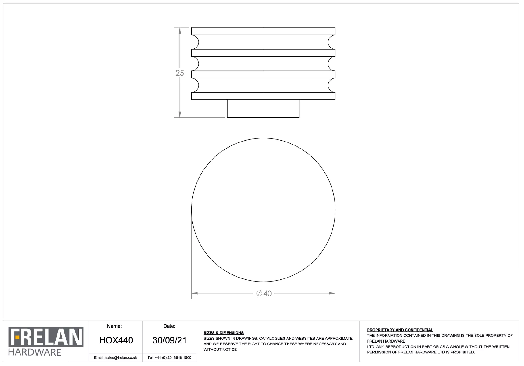 Hoxton Dark Bronze Sturt 40mm Grooved Knob On Plain Backplate| HOX440-5090DB - Image 2