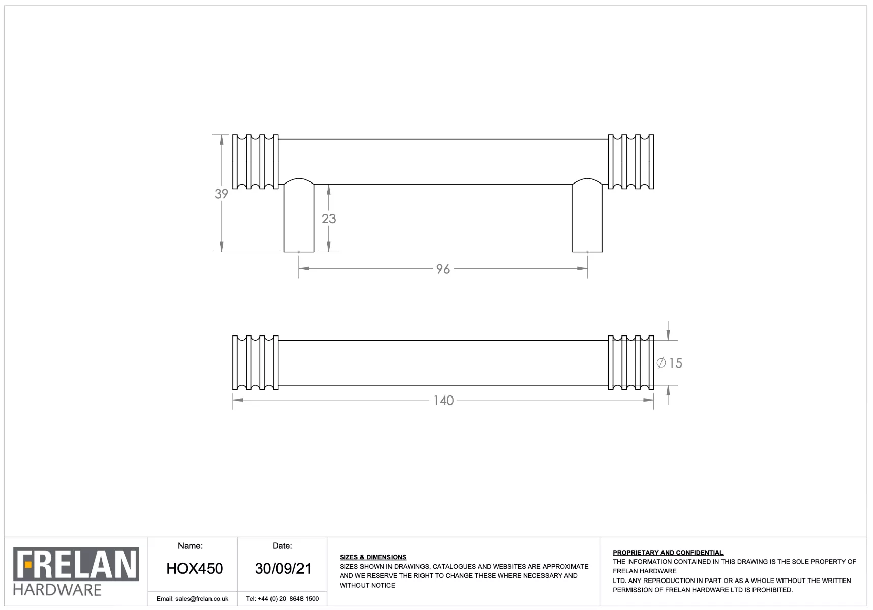 Hoxton Dark Bronze Sturt 96mm Grooved End Cap Cabinet Handle | HOX450DB 5 Hoxton Dark Bronze Sturt 96mm Grooved End Cap Cabinet Handle | HOX450DB - Image 3