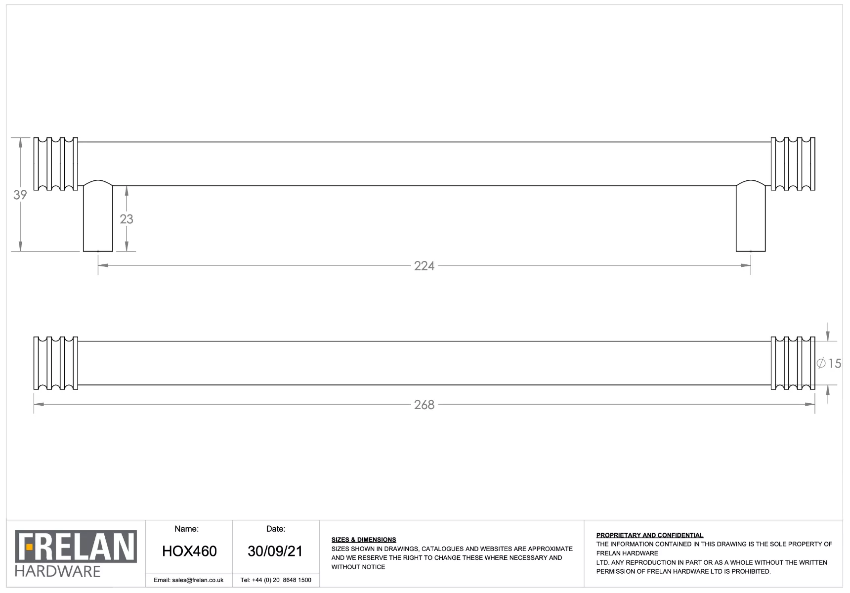 Hoxton Satin Nickel Sturt 224mm Grooved End Cap Handle On Plain Backplate | HOX460-5060SN 4 Hoxton Satin Nickel Sturt 224mm Grooved End Cap Handle On Plain Backplate | HOX460-5060SN - Image 2
