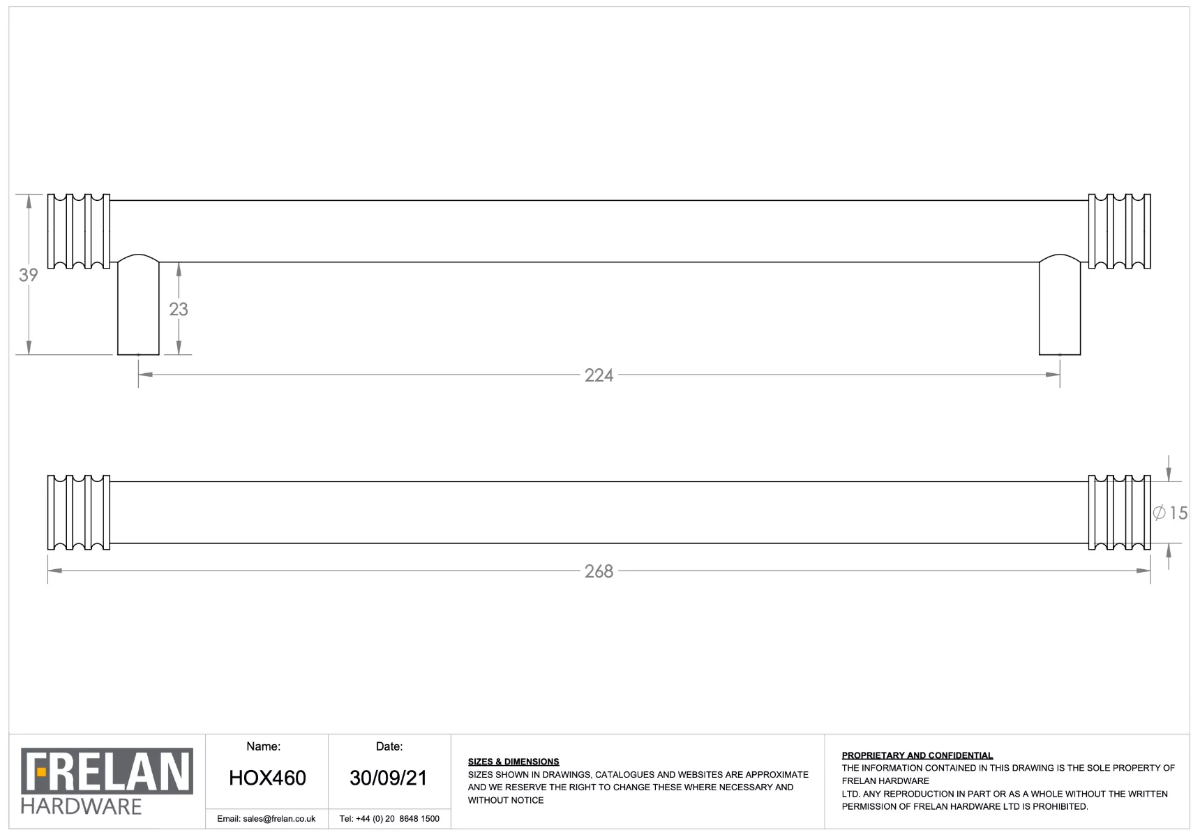 Hoxton Dark Bronze Sturt 224mm Grooved End Cap Handle On Stepped Backplate | HOX460-6060DB 4 Hoxton Dark Bronze Sturt 224mm Grooved End Cap Handle On Stepped Backplate | HOX460-6060DB - Image 2