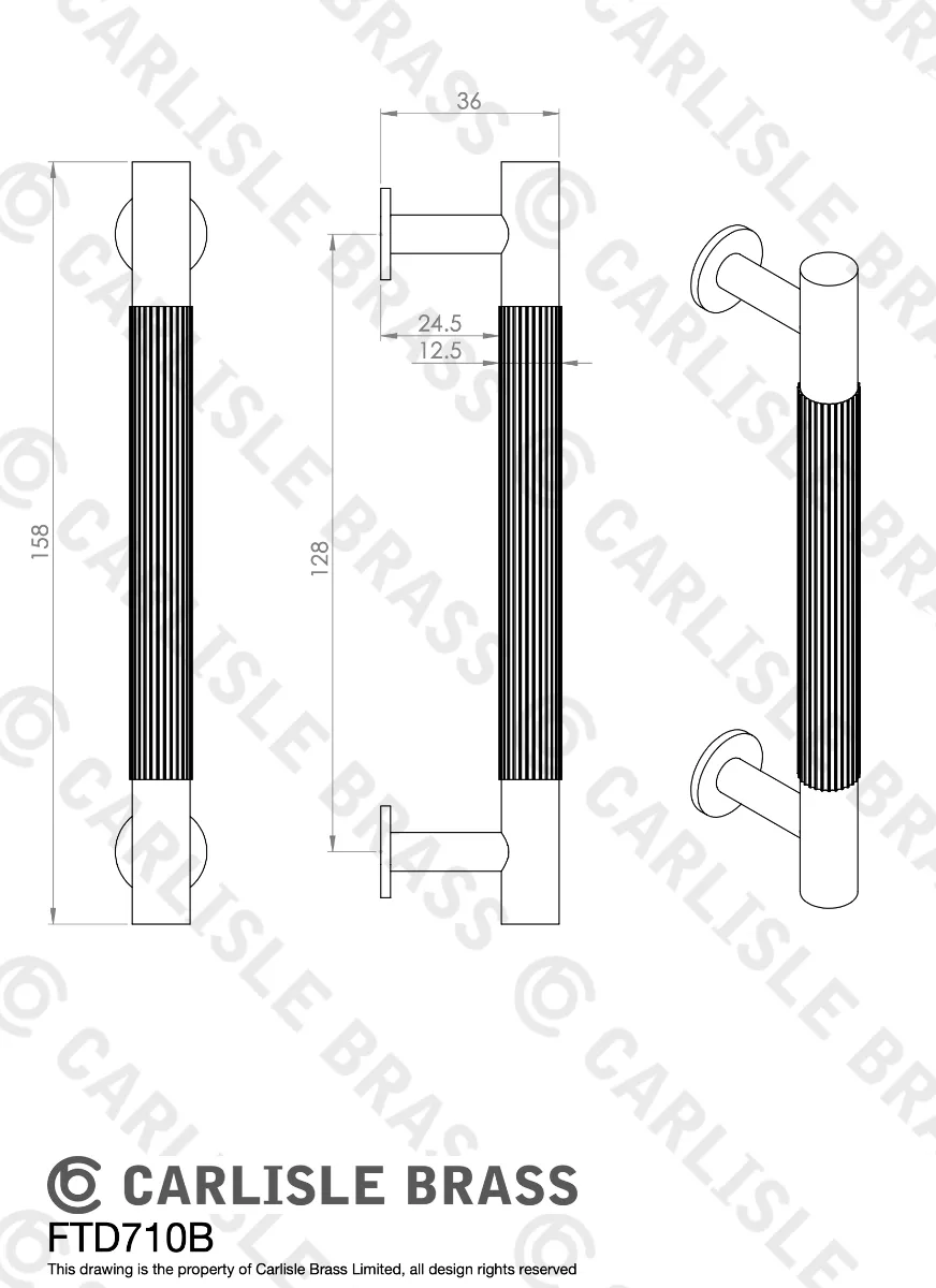 Matt Black 158mm Lines Pull Handle With Backplate | BP710BMB168MB 4 Matt Black 158mm Lines Pull Handle With Backplate | BP710BMB168MB - Image 2