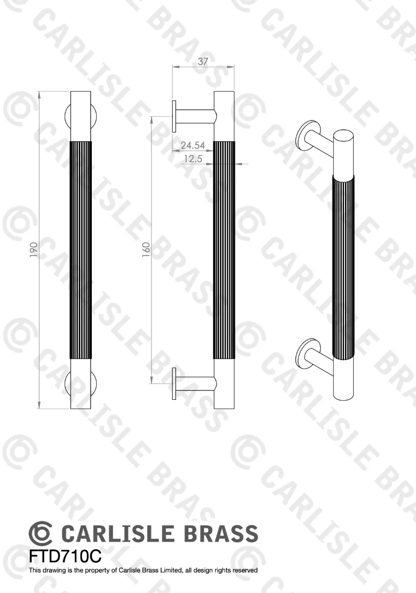 Satin Brass 190mm Lines Pull Handle On Backplate | BP710CSB200SB 4 Satin Brass 190mm Lines Pull Handle On Backplate | BP710CSB200SB - Image 2