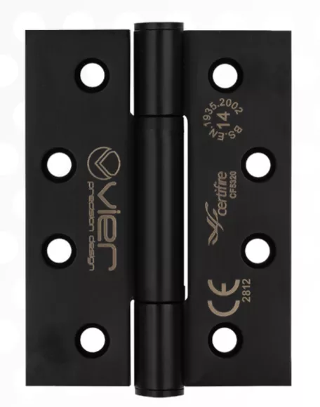 Pair Matt Black 102mm (4") Grade 14 Concealed Knuckle Squared Hinges | VHC243PVDBLK 4 Pair Matt Black 102mm (4") Grade 14 Concealed Knuckle Squared Hinges | VHC243PVDBLK - Image 2