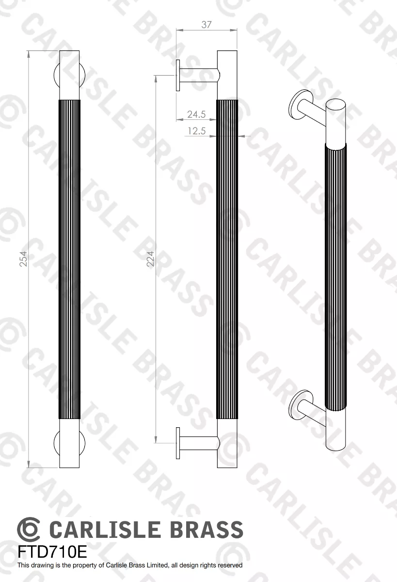 Satin Brass 254mm Lines Pull Handle | FTD710ESB 4 Satin Brass 254mm Lines Pull Handle | FTD710ESB - Image 2