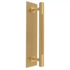 Satin Brass 190mm Knurled Pull Handle With Backplate | BP700CSB200SB