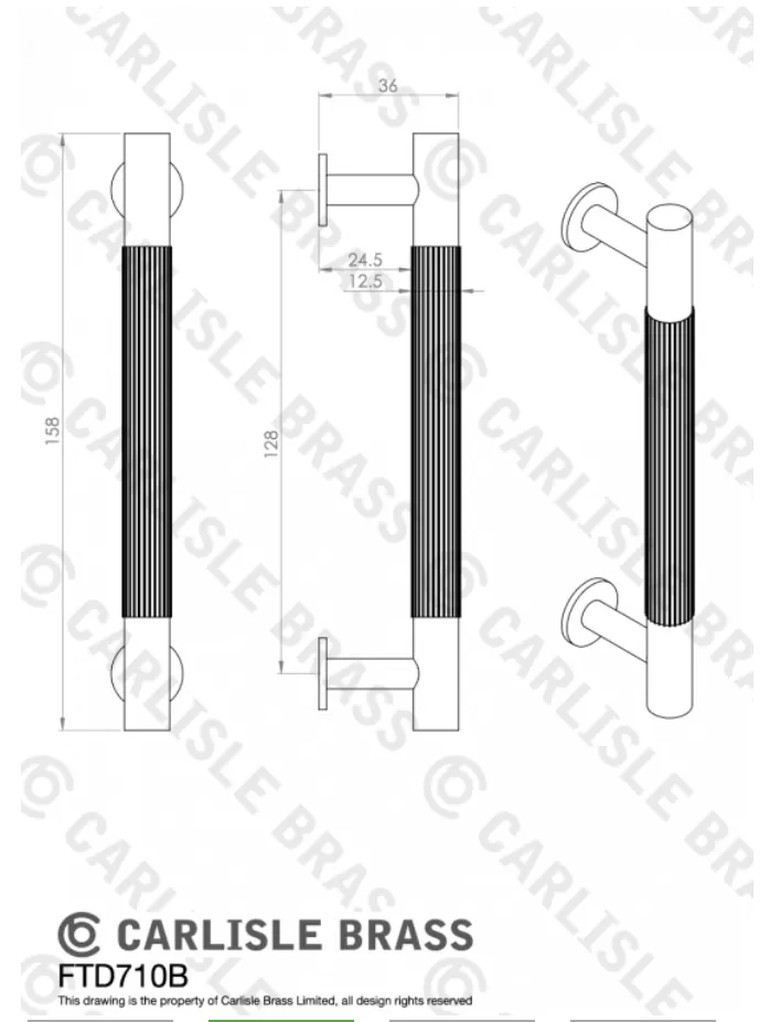 Polished Chrome 158mm Lines Pull Handle With Backplate | BP710BCP168CP 4 Polished Chrome 158mm Lines Pull Handle With Backplate | BP710BCP168CP - Image 2