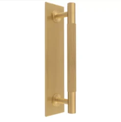 Satin Brass 158mm Lines Pull Handle With Backplate | BP710BSB168SB