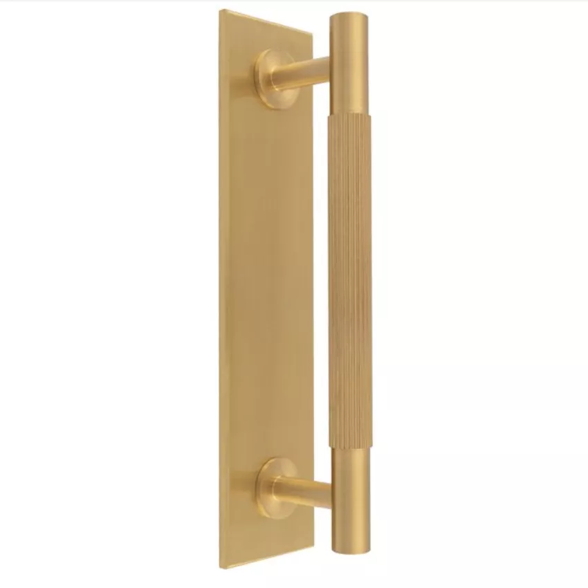 Satin Brass 190mm Lines Pull Handle On Backplate | BP710CSB200SB 3 Satin Brass 190mm Lines Pull Handle On Backplate | BP710CSB200SB