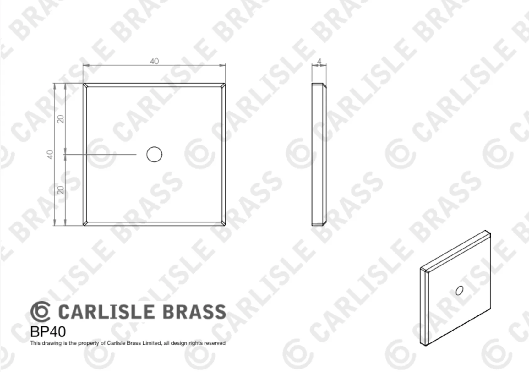 Polished Chrome 50mm Lines T-Bar Knob With Square Backplate | BP711CP40CP 5 Polished Chrome 50mm Lines T-Bar Knob With Square Backplate | BP711CP40CP - Image 3
