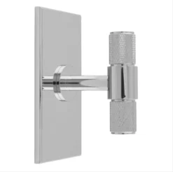 Polished Chrome 50mm Knurled T-Bar Knob With Rectangular Backplate | BP701CP76CP
