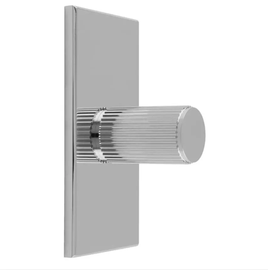 Polished Chrome 30mm Lines Knob With Rectangular Backplate | BP712CP76CP 3 Polished Chrome 30mm Lines Knob With Rectangular Backplate | BP712CP76CP