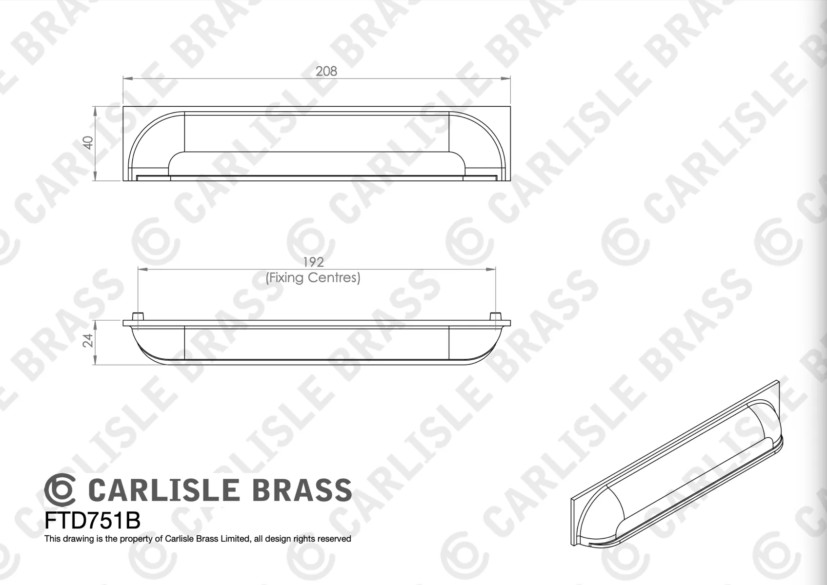 Matt Black 192mm Warwick Cup Pull | FTD751BMB 4 Matt Black 192mm Warwick Cup Pull | FTD751BMB - Image 2