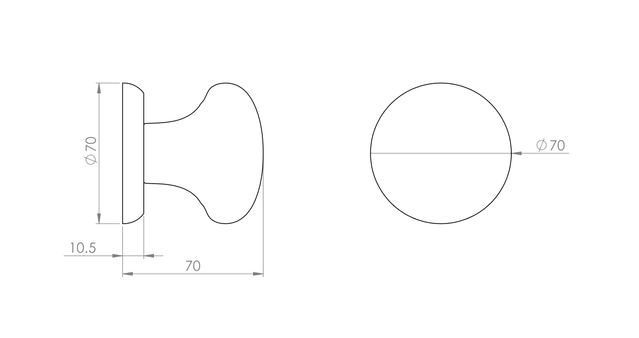 70mm Grade 316 Satin Stainless Steel Centre Door Knob | SWE1040SSS 3 70mm Grade 316 Satin Stainless Steel Centre Door Knob | SWE1040SSS