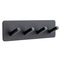 Matte Black Adhesive Four Coat Hook | T544BL