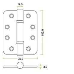 Pair Satin Stainless Steel 102mm (4") Grade 14 High Performance Bearing Radius Hinges -Ironmongery Experts Shop tech vhp243r 1.jpg.mst