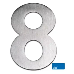 100mm Marine Grade 316 Satin Stainless Steel Numeral - No. 0 - 9 | BLN0 - BLN9 -Ironmongery Experts Shop wi bln8 316 sss blu brand.jpg.mst