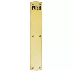 457x76mm Polished Brass Large Push Plate Engraved PUSH