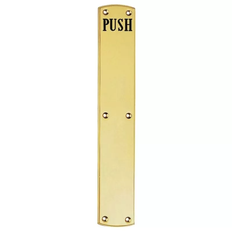 457x76mm Polished Brass Large Push Plate Engraved PUSH 3 457x76mm Polished Brass Large Push Plate Engraved PUSH