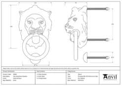 From The Anvil Polished Brass Lions Head Door Knocker | 33020 -Ironmongery Experts Shop 33020 tech.png.mst