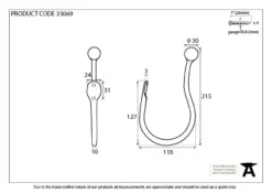 Pair From The Anvil Pewter Curtain Tie Back | 33069 -Ironmongery Experts Shop 33069 drawing.jpg.mst