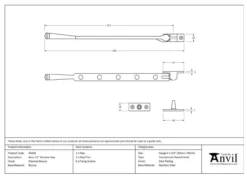 From The Anvil (12"") Polished Bronze Avon Casement Window Stay | 45928 -Ironmongery Experts Shop 45928 tech.png.mst