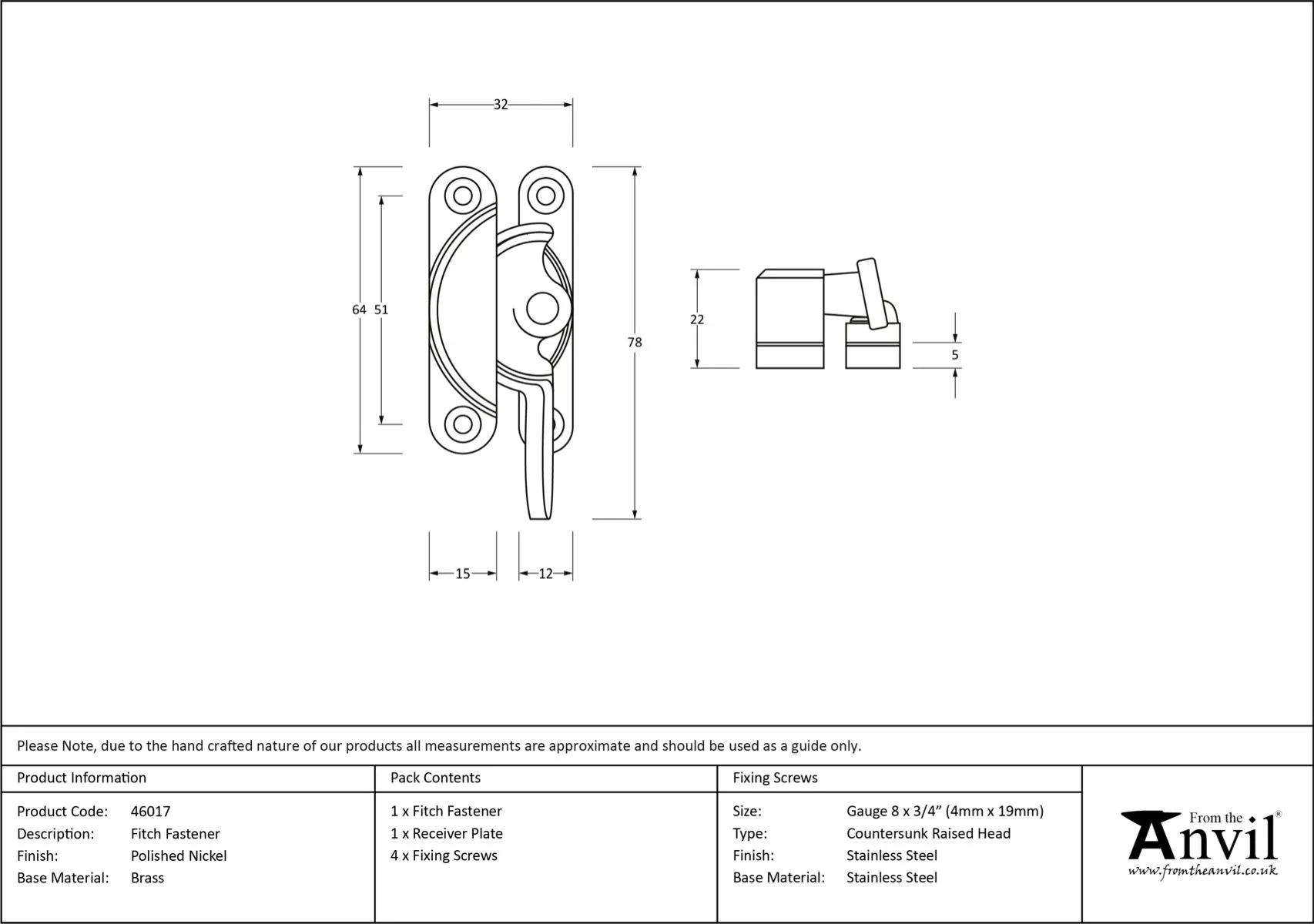 From The Anvil Polished Nickel Fitch Fastener| 46017 4 From The Anvil Polished Nickel Fitch Fastener| 46017 - Image 2