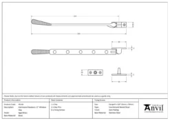 Anvil (12"") Aged Brass Hammered Newbury Casement Window Stay | 46146 -Ironmongery Experts Shop 46146 tech.png.mst