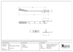Anvil (8"") Polished Chrome Hammered Newbury Casement Window Stay | 46147 -Ironmongery Experts Shop 46147tech.png.mst