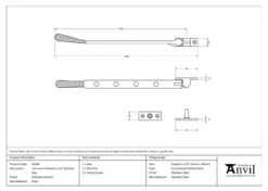 Anvil (10"") Polished Chrome Hammered Newbury Casement Window Stay | 46148 -Ironmongery Experts Shop 46148tech.png.mst