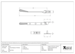 Anvil (8"") Polished Nickel Hammered Newbury Casement Window Stay | 46150 -Ironmongery Experts Shop 46150 tech.png.mst