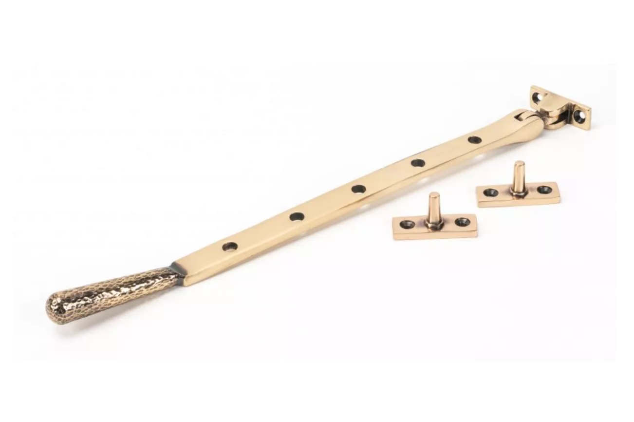 Anvil (12"") Polished Bronze Hammered Newbury Casement Window Stay | 46158 3 Anvil (12"") Polished Bronze Hammered Newbury Casement Window Stay | 46158