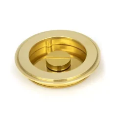 Polished Brass 75mm Art Deco Round Flush Pull Handle - Privacy | 47170