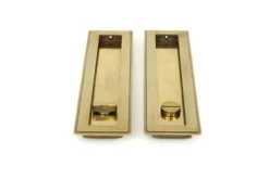 Aged Brass 250mm Art Deco Rectangular Flush Pull - Privacy | 48309