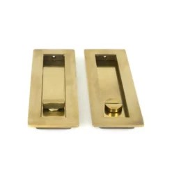 Aged Brass 175mm Plain Rectangular Flush Pull - Privacy | 48314
