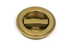 Aged Brass 60mm Art Deco Round Flush Pull Handle - Privacy | 48324