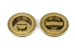 Aged Brass 60mm Art Deco Round Flush Pull Handle - Privacy | 48324 -Ironmongery Experts Shop 48324 main s.jpg.mst