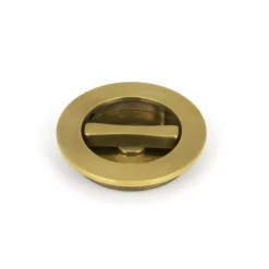 Aged Brass 75mm Art Deco Round Flush Pull Handle - Privacy | 48325